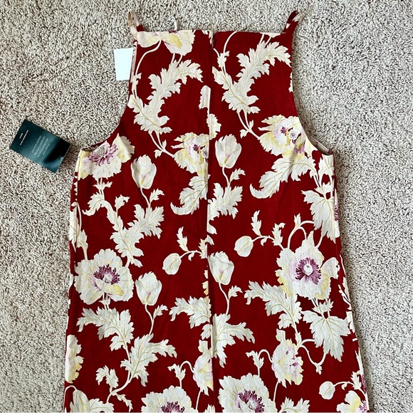 Posse Jordan Mini Dress in Red Mila Floral Linen - Sleeveless Boatneck - Picture 4 of 7